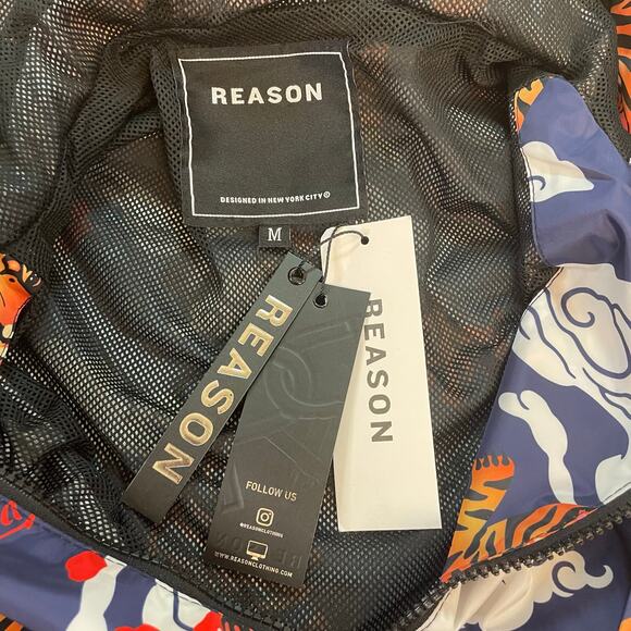 Reason Brand Tiger Print Windbreaker Hoodie Jacket Men’s Medium NWT Streetwear - Picture 5 of 8